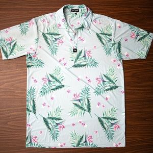 Bad Birdie Blue Tropical Golf Polo, Large